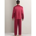 thumbnail image 3 of DARING DIVA Men's 2-Piece Homewear Button Down Long Sleeve Shirt L Burgundy, 3 of 6
