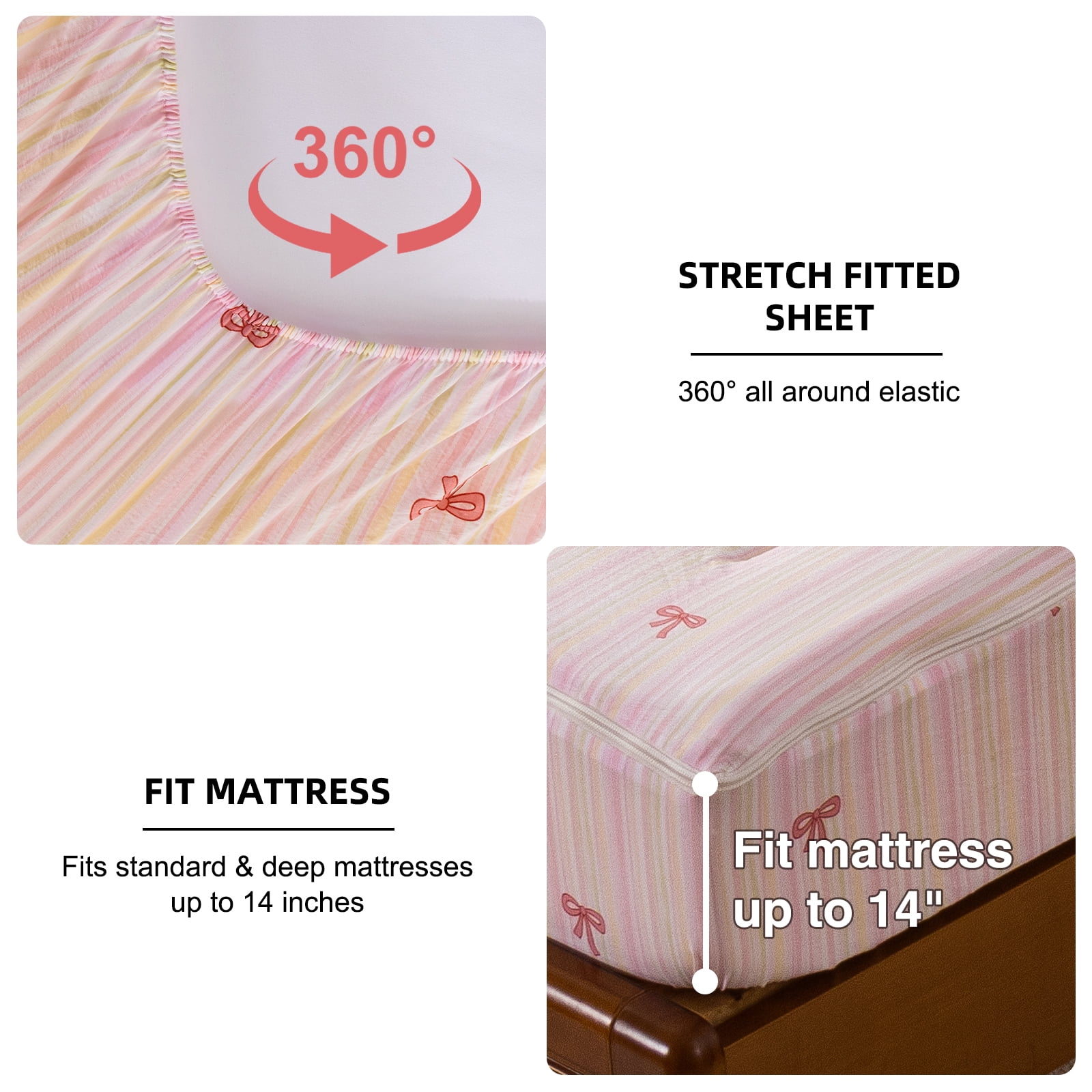 Btargot Bow Zip Bedding Pink Ribbon Bowknot Twin Comforter Set Princess Style Zipper Bedding Set
