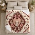 thumbnail image 5 of Western Gothic Motif Roses Romantic Baroque Design, Festive Holiday Scene, Warm Flannel Blanket for Living Room and Family Room, Art Lovers Christmas Gift, Festive Home Decor, 5 of 9