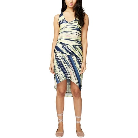 RACHEL ROY Green Gathered Printed Sleeveless Scoop Neck Below The Knee Hi-Lo Dress  Size: