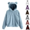 thumbnail image 6 of Krdevn Bear Ear Hoodie - Women's Pullover with Cute Ears, Warm Loose Fall Sweatshirt for Casual Outfits, Size for 5XL, 6 of 6