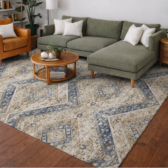 Addison Rugs Chantille Indoor/Outdoor Transitional Tribal Beige Machine Washable Rectangle Rug, 10' x 14'