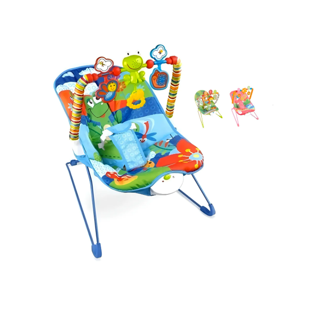 silla vibradora mecedora de bebe musical con juegos color azul