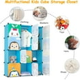 thumbnail image 3 of 4 Layers Cube Wardrobe, 12 Grids with Animal Patterns and 2 Hanging Rods, Children's Cloth Wardrobe, Book Storage Cabinet, 105 * 35 * 140cm, 3 of 7
