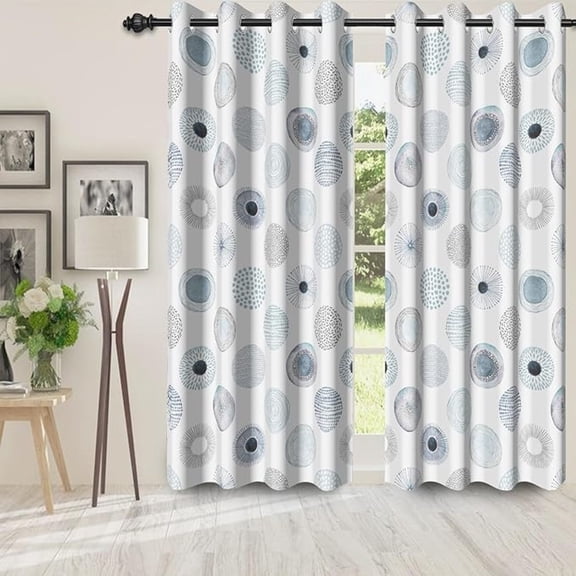 Blue Circular Pattern Blackout Curtains For Bedroom/Living Room,2 Panels Sets Window Curtain,Modern Art Thermal Insulated Printed Curtains With Grommet 42"W x 84"L (Pack of 2)