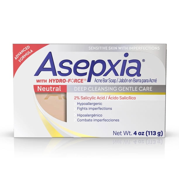 Asepxia Deep Cleansing Gentle Care Tratamiento del acné Jabón en barra hipoalergénico con ácido salicílico 4 onzas