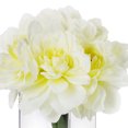 thumbnail image 2 of Enova Home Artificial Flowers Silk Dahlia Fake Flowers Arrangement in Rectangle Glass Vase with Faux Water for Home Office Wedding Decoration (Cream), 2 of 3