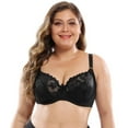 thumbnail image 3 of Xmarks Women's Underwire Bra Minimizer Lace Floral Bra Unlined Unpadded Plus Size Full Coverage Bra, 3 of 8