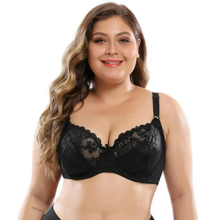 Plus Size Lace Bra for Women Full-Coverage Underwire Bras Comfort Perfect  Shape Bralette Push Up Everyday Wear