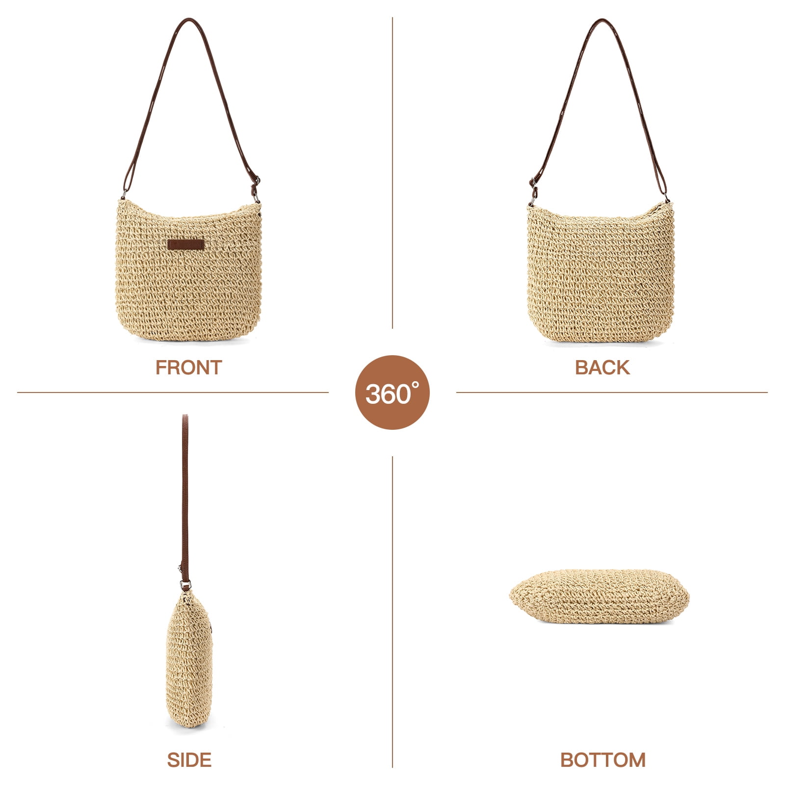 LOUEBICA Straw Beach Bag for Women Small Woven Crossbody Bag Summer Mesh Hollow Beachy Purse Shoulder Bag for Vacation