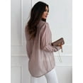thumbnail image 5 of Women'S Sheer Mesh Button Down Shirt Top Long Sleeve Solid Color Hot Diamond Blouse Khaki L, 5 of 6