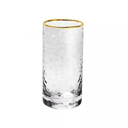 

1 PCS Gold-Plated Edge Glass Tea Cup Coffee Milk Water Glass Clear 10.65 oz.t