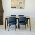 thumbnail image 2 of Leila 5-Piece Mid-Century Modern Dining Set with 4 Fabric dining chairs in Blue, 2 of 5