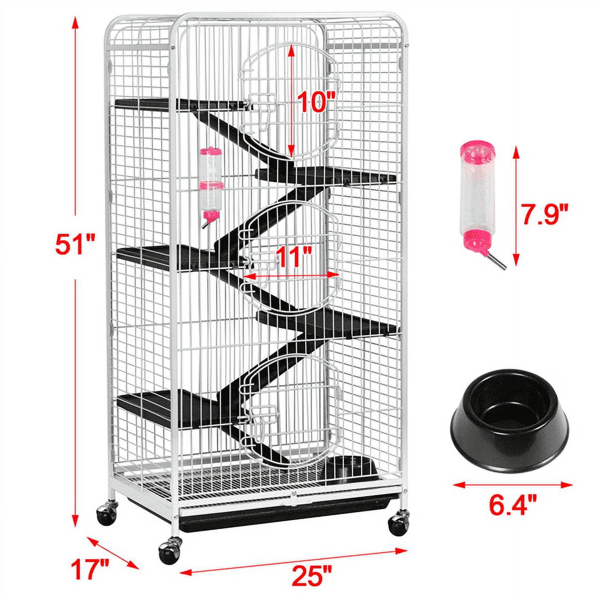 Yaheetech 52" 6 Level Indoor Ferret and Small Animal Cage, White