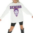 thumbnail image 2 of Women's Gameday Couture White Northwestern State Demons Big Goals Oversized Long Sleeve T-Shirt, 2 of 5