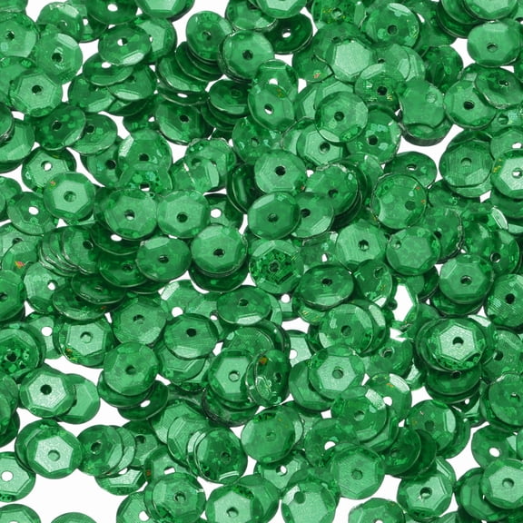 Uxcell Loose Sequins 4200Pcs Silver Backed Cup Embroidery Sequins for Jewelry Making Crafts Sewing, Laser Grass Green