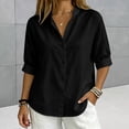 thumbnail image 2 of Womens Button Down Shirts Oxford Short Sleeve Cotton Dress Shirts Collared Button Up Casual Blouses Tops Linen Button Down Shirts Summer Cotton Linen Casual Tops with Pocket, 2 of 9