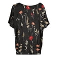 thumbnail image 4 of Graphic Tees for Women T-Shirts Women's Oversized T-Shirt with Batwing Sleeves Short Sleeve Tops Black S, 4 of 4