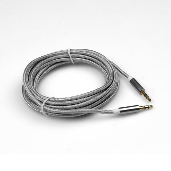 Câble Audio Tressé Gris Stéréo 3,5 mm Mâle à Mâle 3 Pôles pour Téléphone MP3 Casque de Voiture Haut-Parleur 3,55 mm Mâle à Mâle V8 3M