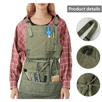 Adjustable Artist Canvas Apron 10 Pockets Barber Kitchen Cute Garden Painting Teacher Cross Back Apron Cotton canvas