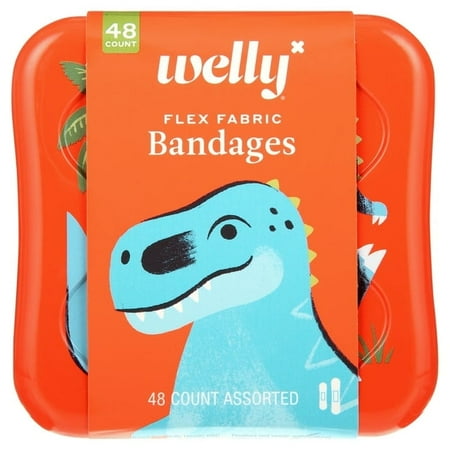 Welly Flex Fabric Adhesive Bandages, Assorted Dinosaur Patterns, 48 Count (Pack of 2)