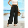 thumbnail image 6 of Women’s Summer Casual Loose Pants  Drawstring Waist Solid Color Slant Pockets Straight-Leg Fit, 6 of 6