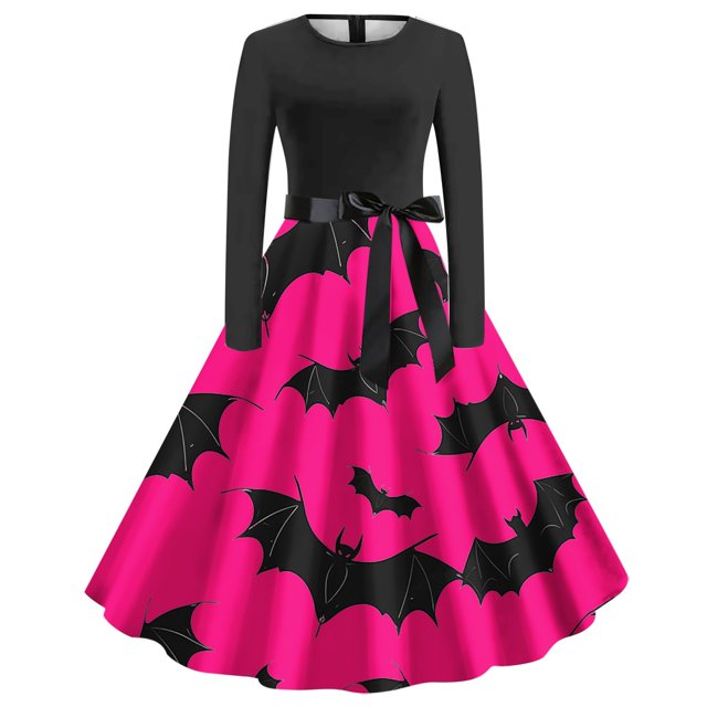 Dress for Women,Long Sleeve Dress for Women,Womens Fashion Casual Printing Long Sleeve Round-Neck Dress,Long Sleeve Dress,Casual Dress for Women