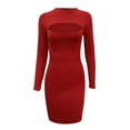 thumbnail image 3 of Guieoi Dress for Women under $10.00 Plus Size Spring Fall Dress Women's Long Sleeve Open Chest Nightclub Dress Mini Dress Red Black*Friday/Cyber*Monday, 3 of 4