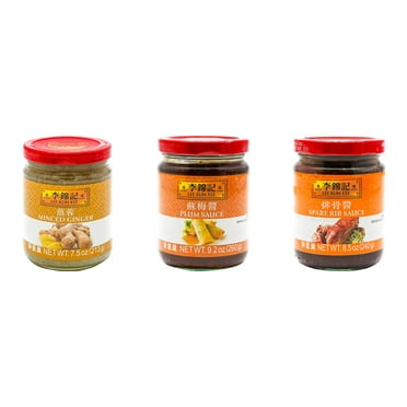 NineChef Brand Spoon Plus 3 Pack Lee Kum Kee Cooking Sauce, 3 Flavors(Minced Ginger Sauce,Plum Sauce,Spare Rib Sauce)