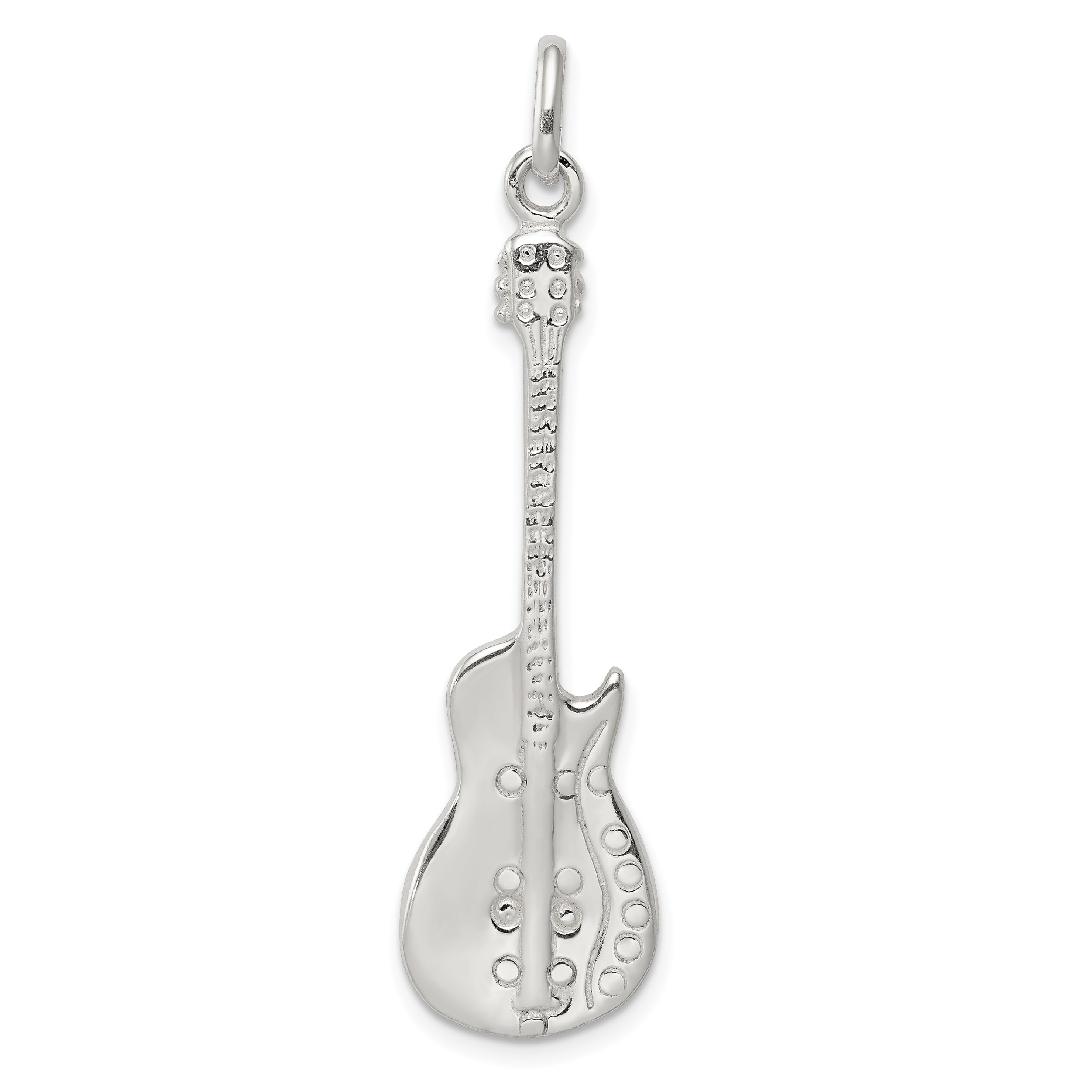 925 Sterling Silver Guitar Pendant Charm Necklace Musical Fine Jewelry