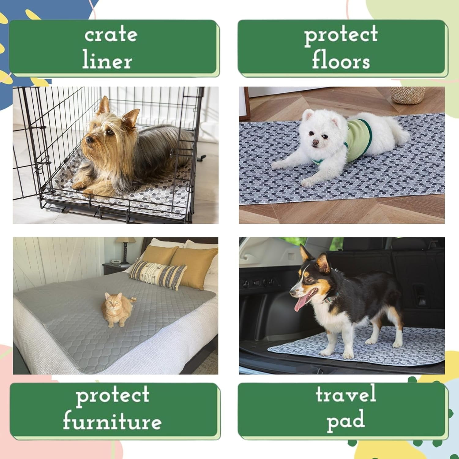Caldwell's Pet Supply Co. 34x36 Washable Pee Pads for Dogs, Medium Dog Mats (Set of 2)