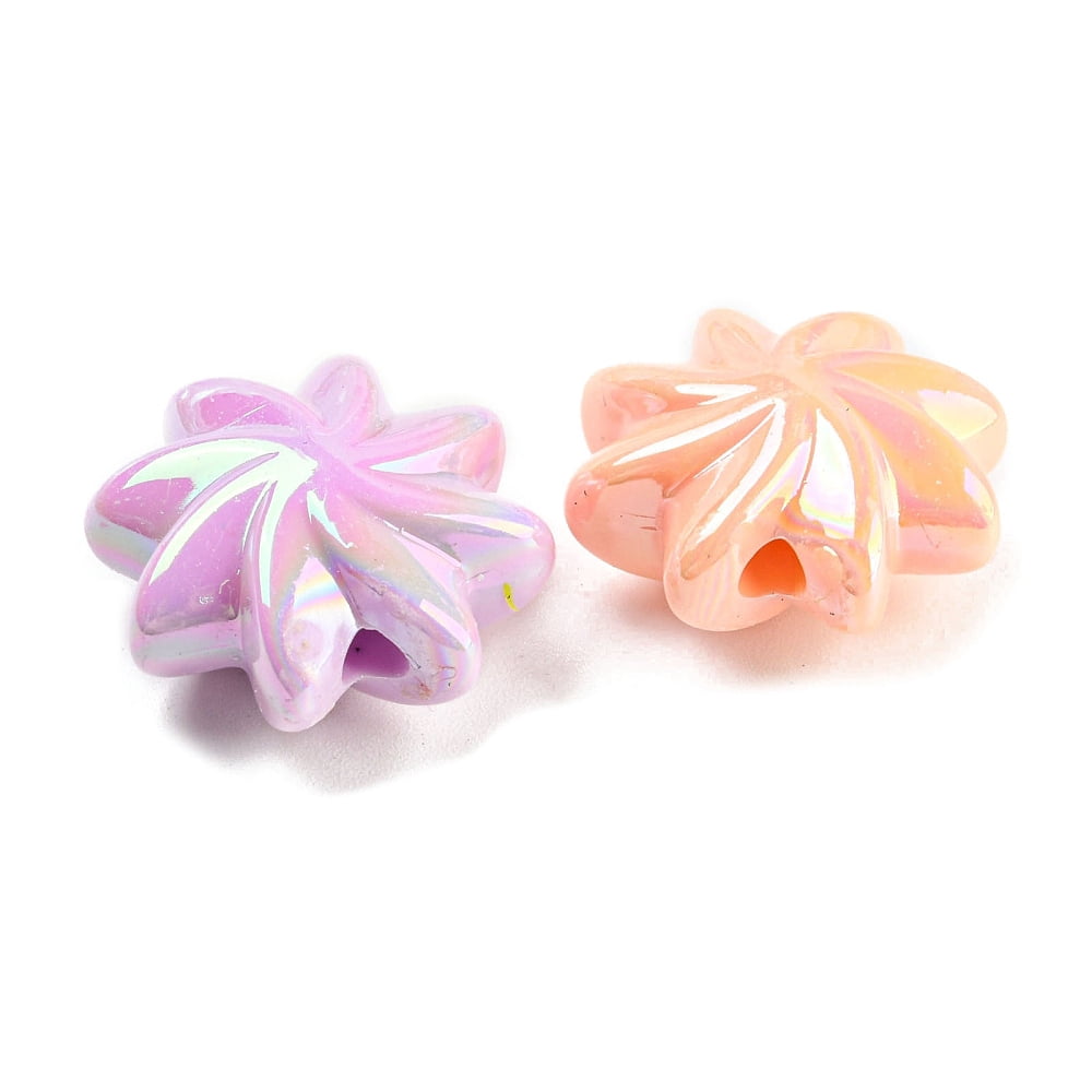 Opaque Acrylic Beads AB color Plated Flower Mixed color 19.5x19.5x2.5mm Hole: 2.5mm about 259pcs/500g