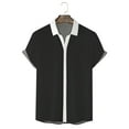 thumbnail image 4 of Bcfgryg Mens Color Matching Lapel Button Half Sleeve Shirt T Shirt Short Sleeve Shirt Men’S Dress Shirts Black, 4 of 5
