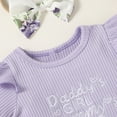 thumbnail image 5 of Dooleck Daddys Girl Baby Clothes Ribbed Shirt Top Strap Bowtie Bloomer Shorts Outfit, 5 of 8