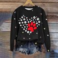 thumbnail image 2 of Womens Cat Paw Heart Sweatshirts for Valentine's Day Oversized Crewneck Raglan Shirt Pullover Tops, 2 of 4