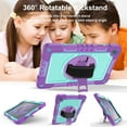 thumbnail image 2 of Decase Case for Galaxy Tab A9+/A9 Plus 11” 2024 Model (SM-X210/X216/X218),Hard PC Silicone Shockproof Cover with 360°Rotate Stand Pen Holder+HD Soft Screen Protector,Hand Shoulder Strap,Purple + Mint, 2 of 7
