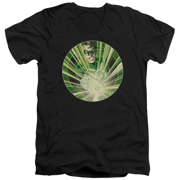Green Lantern Light Em Up S/S Adult V-Neck T-Shirt Black