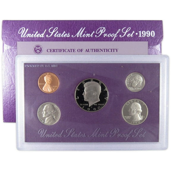 1990 Clad Proof Set U.S. Mint Original Government Packaging OGP COA