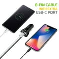 thumbnail image 4 of Cellet 30 Watt / 6.1 Amp Apple MFi Certified Lightning 8-Pin Cable with Extra USB-C Port Car Charger Compatible to iPhone 14, 13, 12, 11, X, 8, 7, 6, 5 Series, 4 of 8