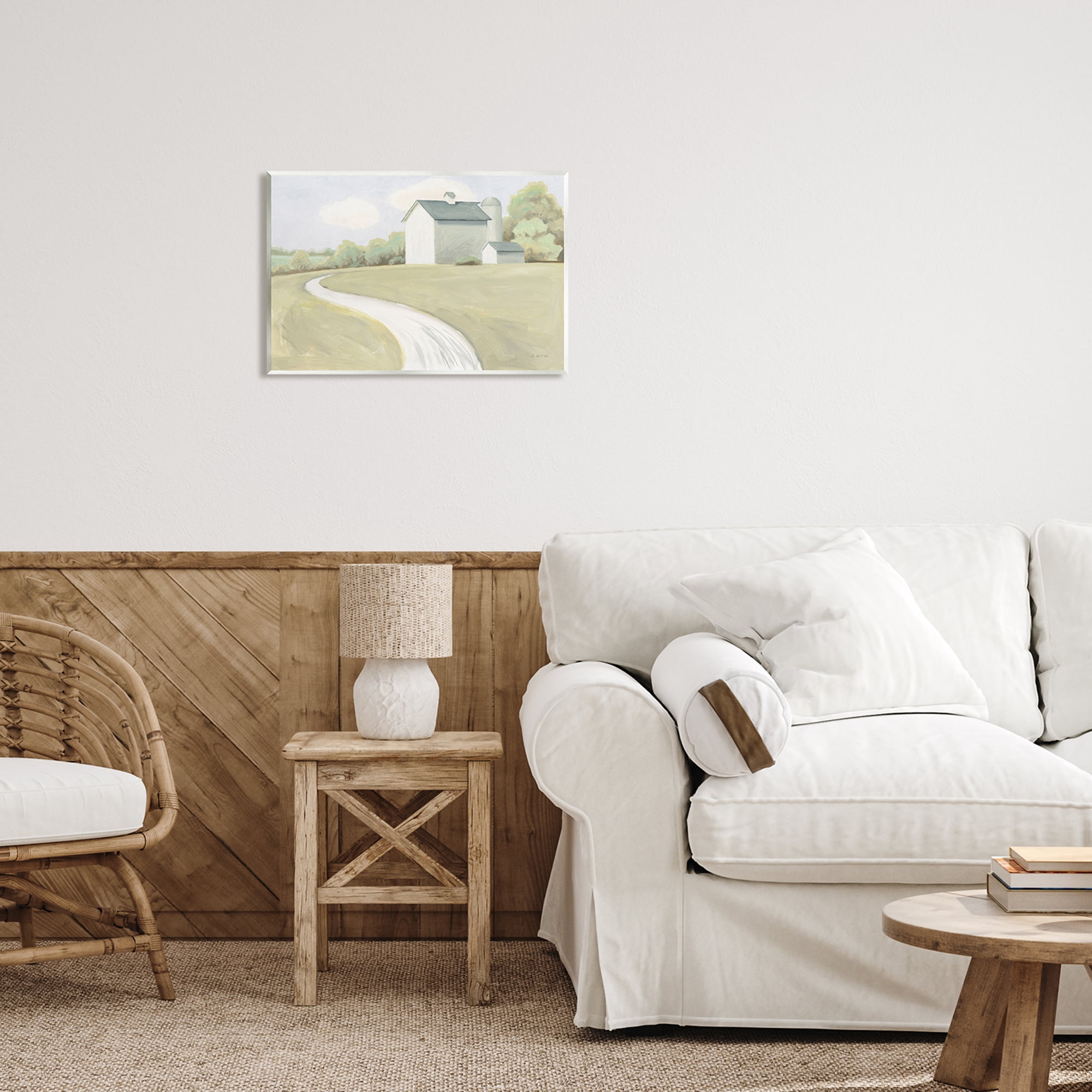 Stupell Industries Country Path to Barn Nature Painting Unframed Art Print Wall Art, 19 x 13