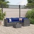 thumbnail image 3 of vidaXL 6 Piece Patio Lounge Set with Cushions Gray Poly Rattan, 3 of 196