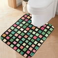 thumbnail image 2 of Yayeee Bath Rug for Bathroom Floor Non Slip Rectangle Fluffy Soft Absorbent Mat, 16"x24", Green Block Pattern, 2 of 7