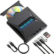 External CD DVD Drive Pro - Portable Typ C CD/DVD+/-RW Drive with SD Card Reader, CD ROM Burner ,Broad System Compatibility