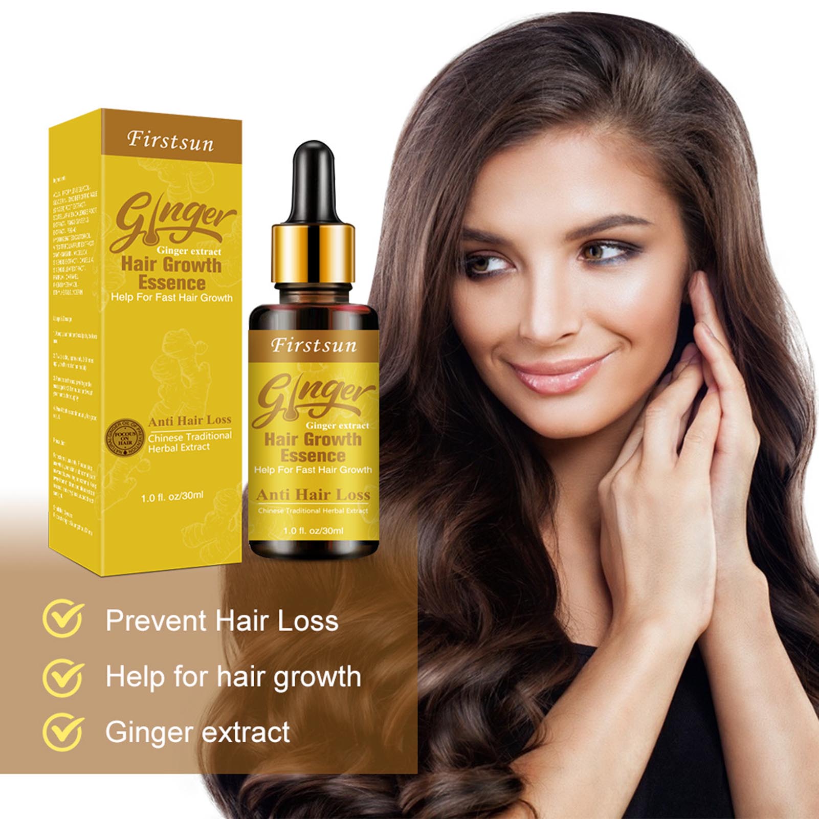 Cheers US 30ml Ginger Hair Growth Serum Spray, Ginger Herb Formula Stop