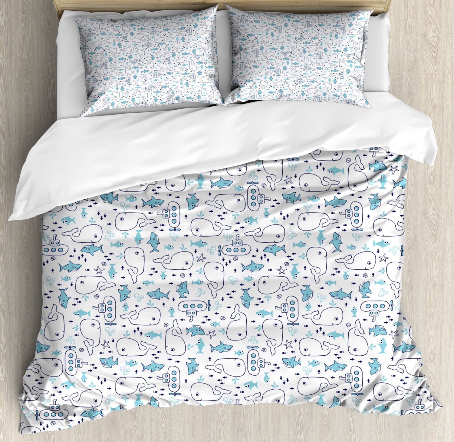 Whale Humpback Pattern Print Duvet Cover Bedding Set