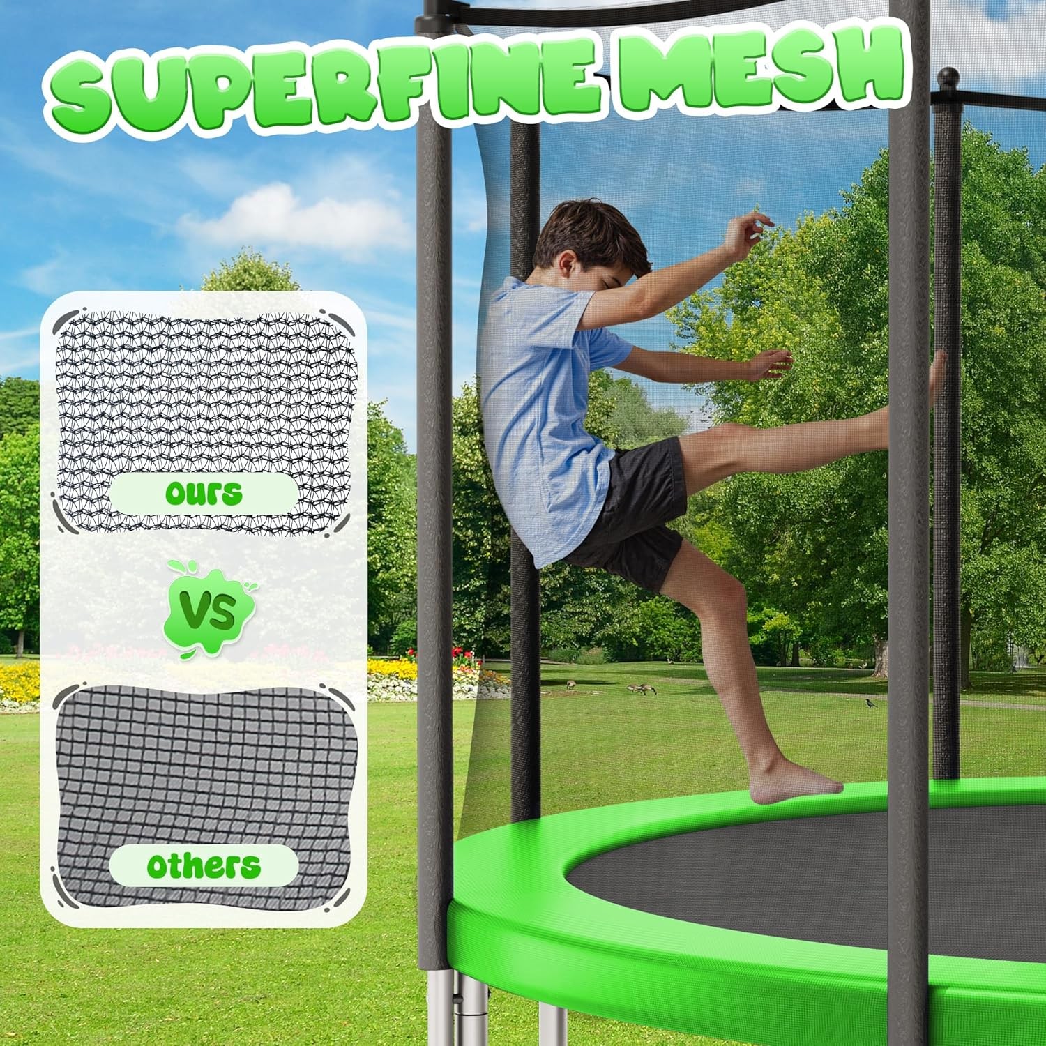 Outdoor Trampolines 8ft 10ft 12ft 14ft 15ft,Exercise Trampolines with Enclosure Net and Ladder,Recreational Anti-Rust Trampolines for Kids and Adults