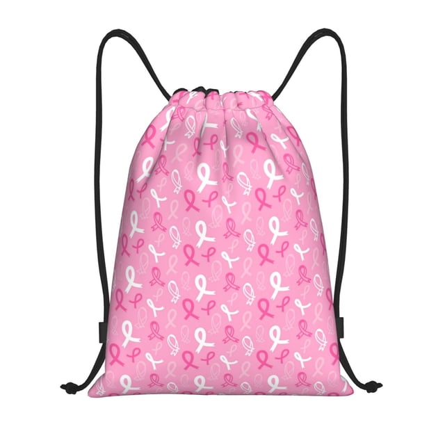 Xecao Breast Cancer Awareness (3) Pattern Sports Drawstring Backpack - String Swim Gym Bag with Wet Proof Pocket for Women&Men-Small