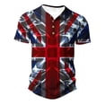 thumbnail image 2 of Nrmvnmi Men's Henley Patriotic Shirts American Flag Short Sleeve Casual Basic Tee Summer Button Henley Soild T Shirts Independence Day, 2 of 5