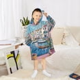 thumbnail image 6 of FORMRS Wearable Blanket Hoodie with Sleeves for Kids Cozy Flannel Sweatshirt, Blue Plants Window, 6 of 7
