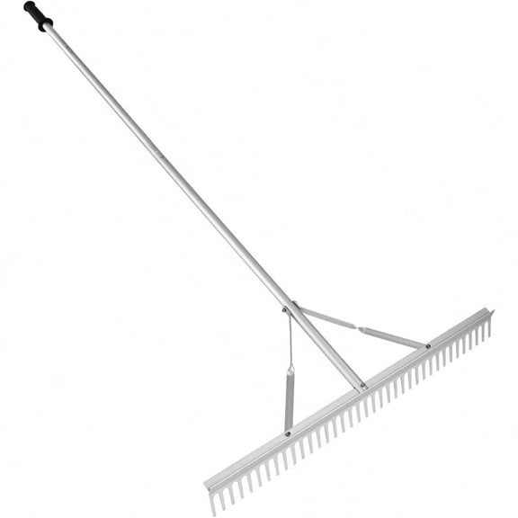 Landscape Rake 36 Head Aluminum Lake  Rake With 75 Long Handle For Loosening Soil Lawn Care Ing Lake Garden Silver